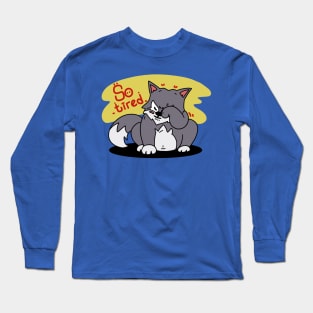 Tired Cat on Classic Design Long Sleeve T-Shirt